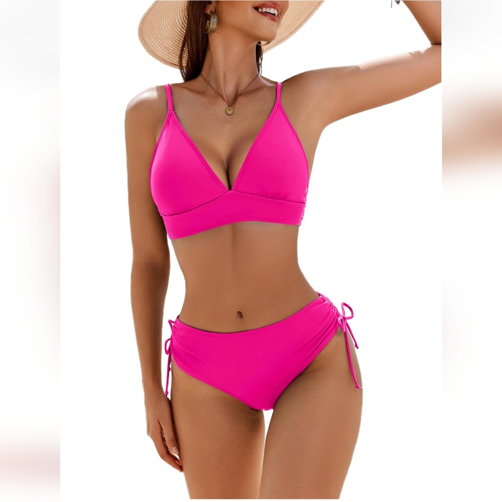 NWT Ai'MAGE 2 PC Hot Pink Bikini Swimsuit Sz S